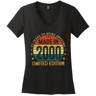 25 Year Old Gifts Made In 2000 Limited Edition 25th Birthday Women's V-Neck T-Shirt