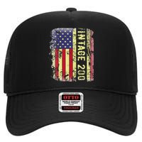 20 Year Old Gifts Vintage 2003 American Flag 20th Birthday High Crown Mesh Back Trucker Hat