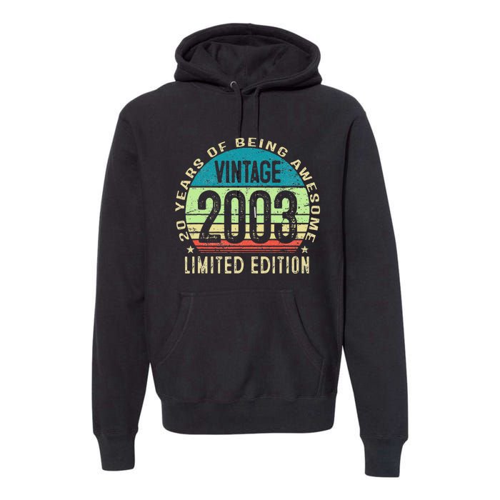 20 Year Old Giftss N Vintage 2003 20th Birthday Premium Hoodie