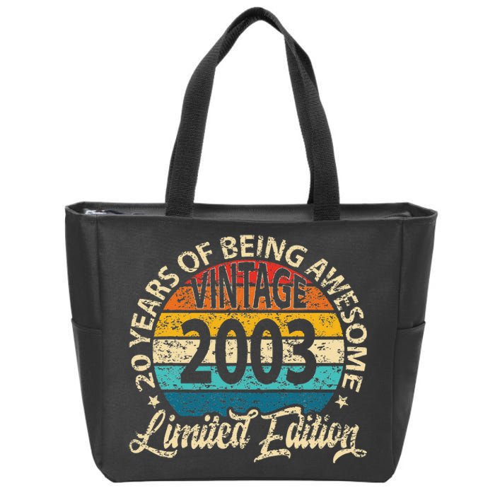 20 Years Of Being Awesome Vintage 2003 Bday 20th Birthday Zip Tote Bag