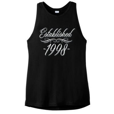 25 Year Old: Tattoo Lover 1998 25th Birthday Ladies PosiCharge Tri-Blend Wicking Tank