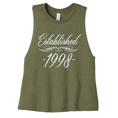 25 Year Old: Tattoo Lover 1998 25th Birthday Women's Racerback Cropped Tank