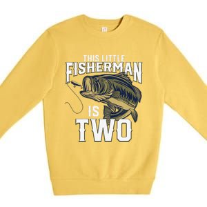 2 Year Old Fishing Birthday Party Fisherman 2nd Gift For Premium Crewneck Sweatshirt