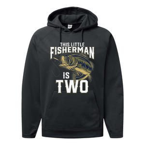 2 Year Old Fishing Birthday Party Fisherman 2nd Gift For Performance Fleece Hoodie