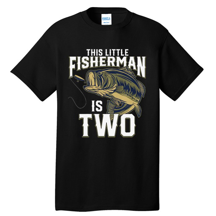 2 Year Old Fishing Birthday Party Fisherman 2nd Gift For Tall T-Shirt