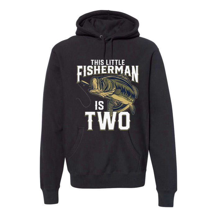 2 Year Old Fishing Birthday Party Fisherman 2nd Gift For Premium Hoodie