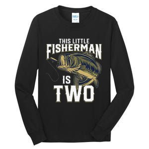 2 Year Old Fishing Birthday Party Fisherman 2nd Gift For Tall Long Sleeve T-Shirt