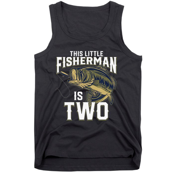 2 Year Old Fishing Birthday Party Fisherman 2nd Gift For Tank Top