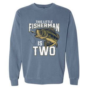 2 Year Old Fishing Birthday Party Fisherman 2nd Gift For Garment-Dyed Sweatshirt