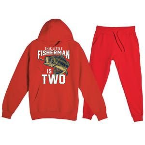 2 Year Old Fishing Birthday Party Fisherman 2nd Gift For Premium Hooded Sweatsuit Set