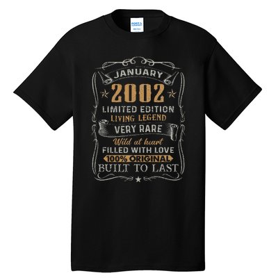 21 Year Old Awesome Since January 2002 21st Birthday Gift Tall T-Shirt