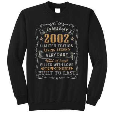 21 Year Old Awesome Since January 2002 21st Birthday Gift Tall Sweatshirt