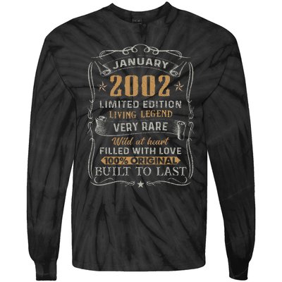 21 Year Old Awesome Since January 2002 21st Birthday Gift Tie-Dye Long Sleeve Shirt