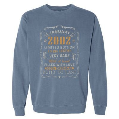 21 Year Old Awesome Since January 2002 21st Birthday Gift Garment-Dyed Sweatshirt