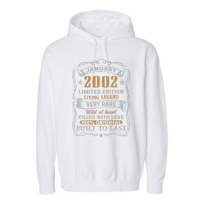 21 Year Old Awesome Since January 2002 21st Birthday Gift Garment-Dyed Fleece Hoodie