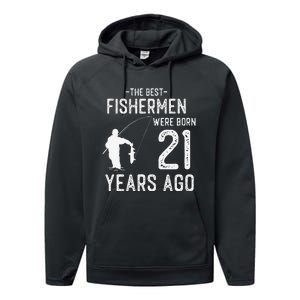 21 Year Old Fishing Fishermen Gifts For Birthday Performance Fleece Hoodie