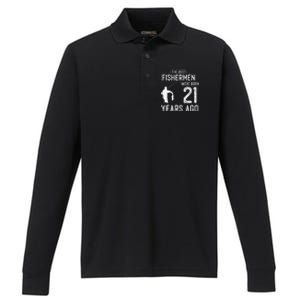 21 Year Old Fishing Fishermen Gifts For Birthday Performance Long Sleeve Polo