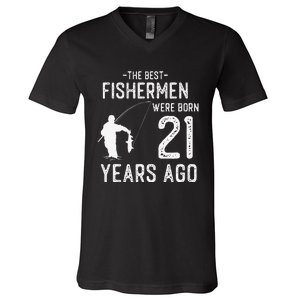 21 Year Old Fishing Fishermen Gifts For Birthday V-Neck T-Shirt