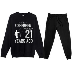 21 Year Old Fishing Fishermen Gifts For Birthday Premium Crewneck Sweatsuit Set