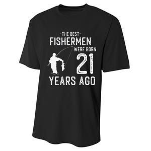 21 Year Old Fishing Fishermen Gifts For Birthday Performance Sprint T-Shirt