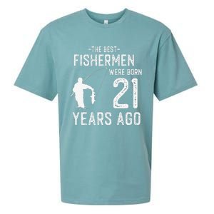 21 Year Old Fishing Fishermen Gifts For Birthday Sueded Cloud Jersey T-Shirt