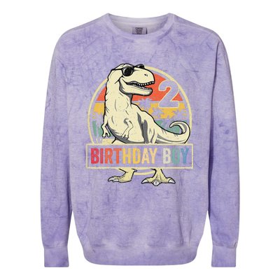 2 Year Old  2nd Birthday  T Rex Dinosaur Colorblast Crewneck Sweatshirt