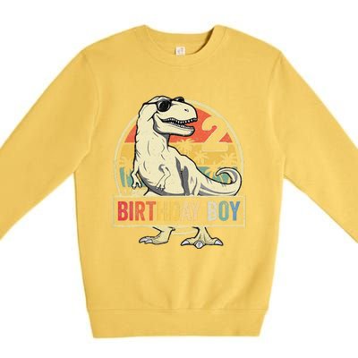 2 Year Old  2nd Birthday  T Rex Dinosaur Premium Crewneck Sweatshirt