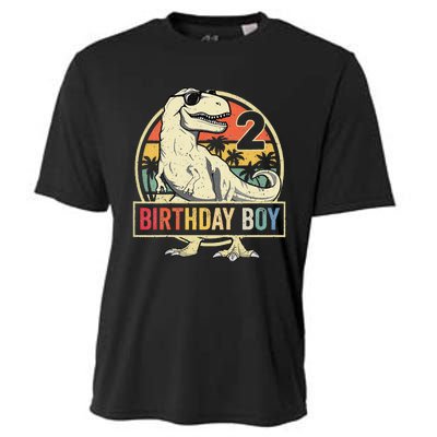 2 Year Old  2nd Birthday  T Rex Dinosaur Cooling Performance Crew T-Shirt