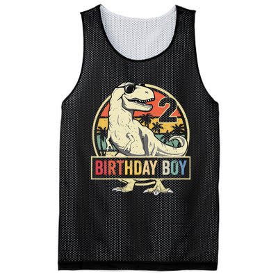 2 Year Old  2nd Birthday  T Rex Dinosaur Mesh Reversible Basketball Jersey Tank