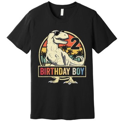 2 Year Old  2nd Birthday  T Rex Dinosaur Premium T-Shirt