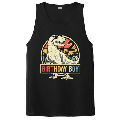 2 Year Old  2nd Birthday  T Rex Dinosaur PosiCharge Competitor Tank