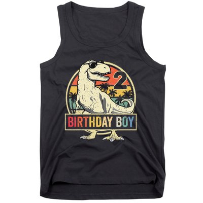 2 Year Old  2nd Birthday  T Rex Dinosaur Tank Top