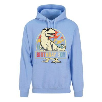 2 Year Old  2nd Birthday  T Rex Dinosaur Unisex Surf Hoodie