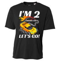 2 Year Old 2nd Racing Racecar Birthday Party Cooling Performance Crew T-Shirt