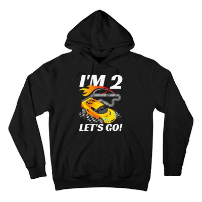 2 Year Old 2nd Racing Racecar Birthday Party Hoodie