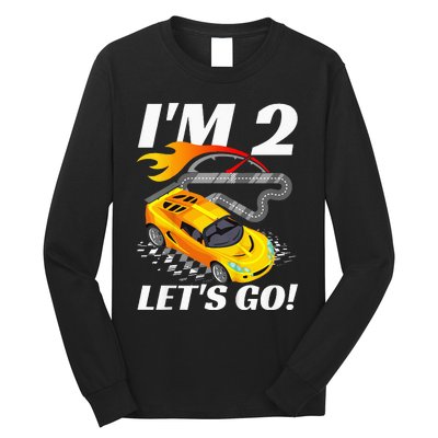 2 Year Old 2nd Racing Racecar Birthday Party Long Sleeve Shirt