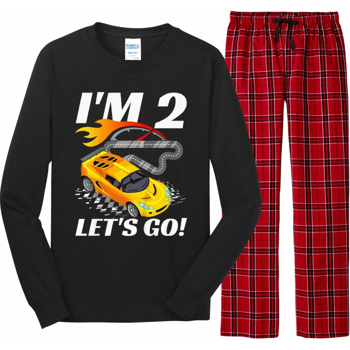 2 Year Old 2nd Racing Racecar Birthday Party Long Sleeve Pajama Set