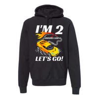 2 Year Old 2nd Racing Racecar Birthday Party Premium Hoodie