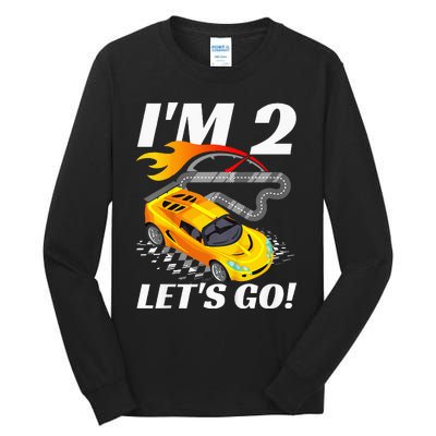 2 Year Old 2nd Racing Racecar Birthday Party Tall Long Sleeve T-Shirt