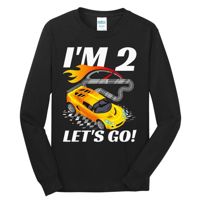 2 Year Old 2nd Racing Racecar Birthday Party Tall Long Sleeve T-Shirt