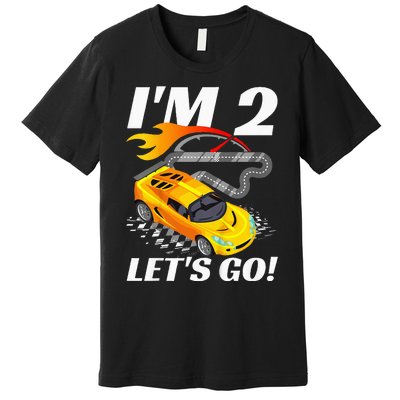 2 Year Old 2nd Racing Racecar Birthday Party Premium T-Shirt