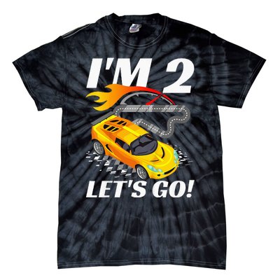 2 Year Old 2nd Racing Racecar Birthday Party Tie-Dye T-Shirt