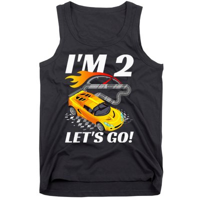 2 Year Old 2nd Racing Racecar Birthday Party Tank Top