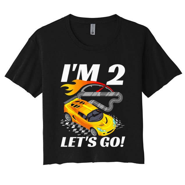 2 Year Old 2nd Racing Racecar Birthday Party Crop Top