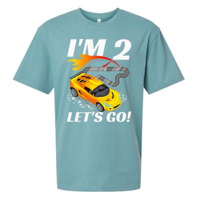 2 Year Old 2nd Racing Racecar Birthday Party Sueded Cloud Jersey T-Shirt