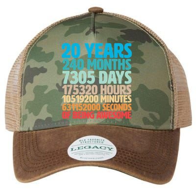 20 Years Of Being Awesome 20th Birthday Time Breakdown Legacy Tie Dye Trucker Hat