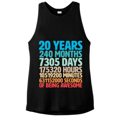 20 Years Of Being Awesome 20th Birthday Time Breakdown Ladies PosiCharge Tri-Blend Wicking Tank