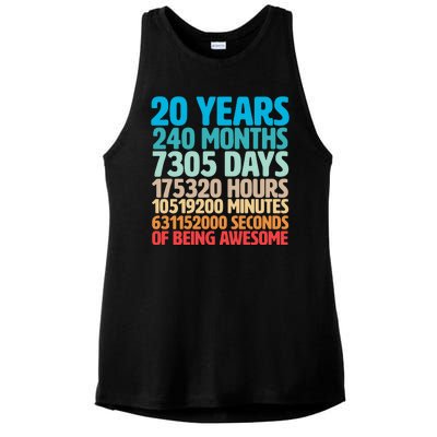 20 Years Of Being Awesome 20th Birthday Time Breakdown Ladies PosiCharge Tri-Blend Wicking Tank