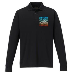 20 Years Of Being Awesome 20th Birthday Time Breakdown Performance Long Sleeve Polo