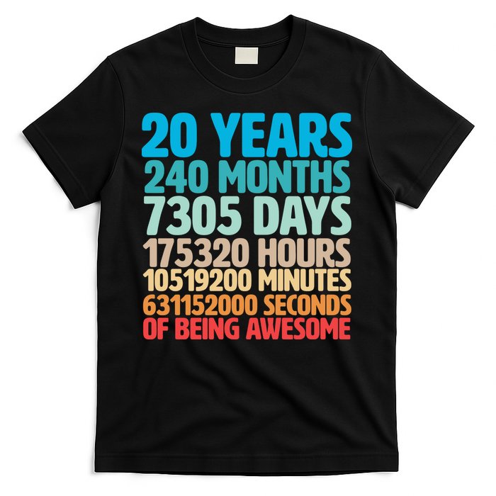 20 Years Of Being Awesome 20th Birthday Time Breakdown T-Shirt